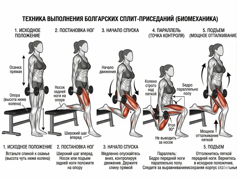 Болгарские сплит-приседания