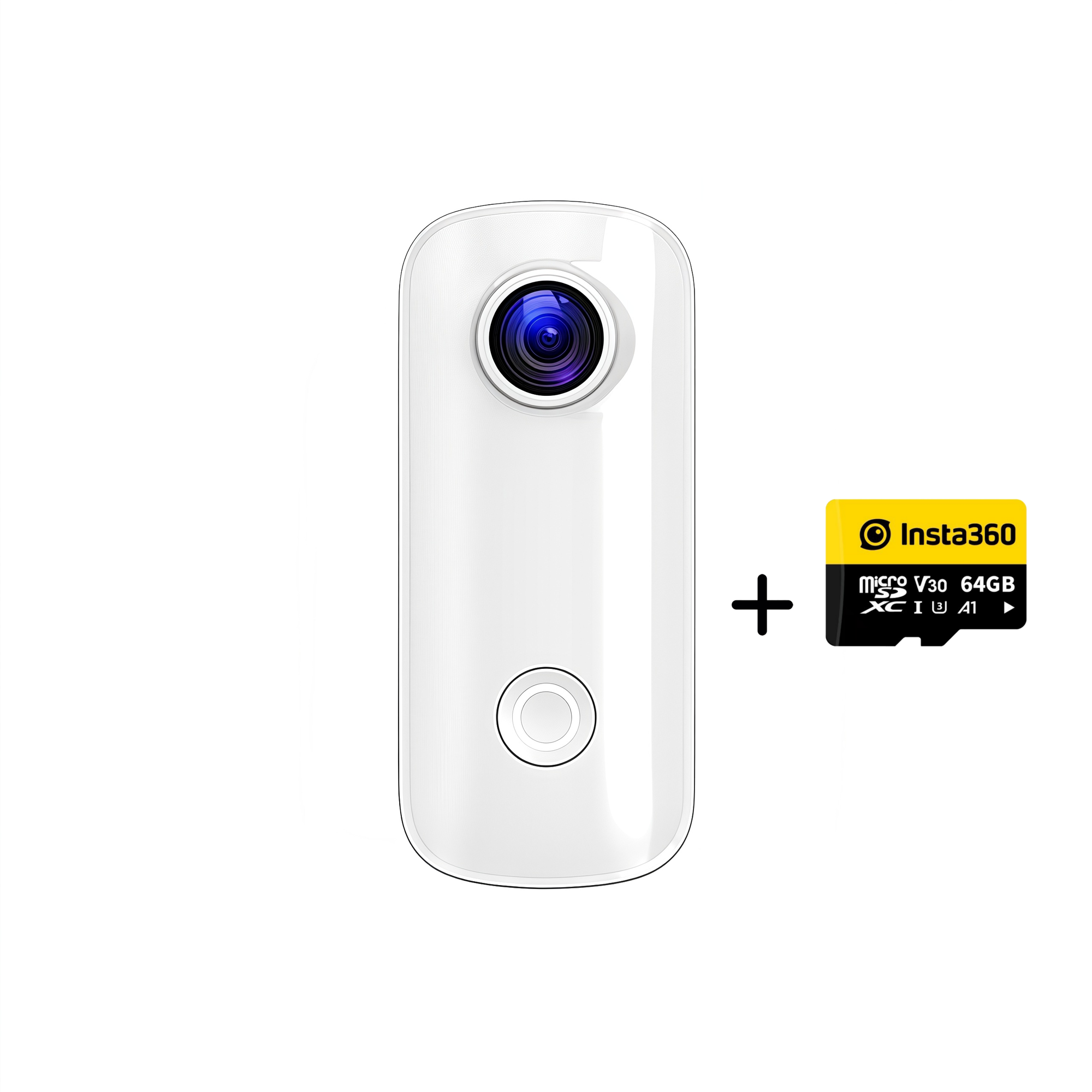 Экшн камера SJCam C100+ White, с картой памяти 64 ГБ с креплением — экшн-камеры
