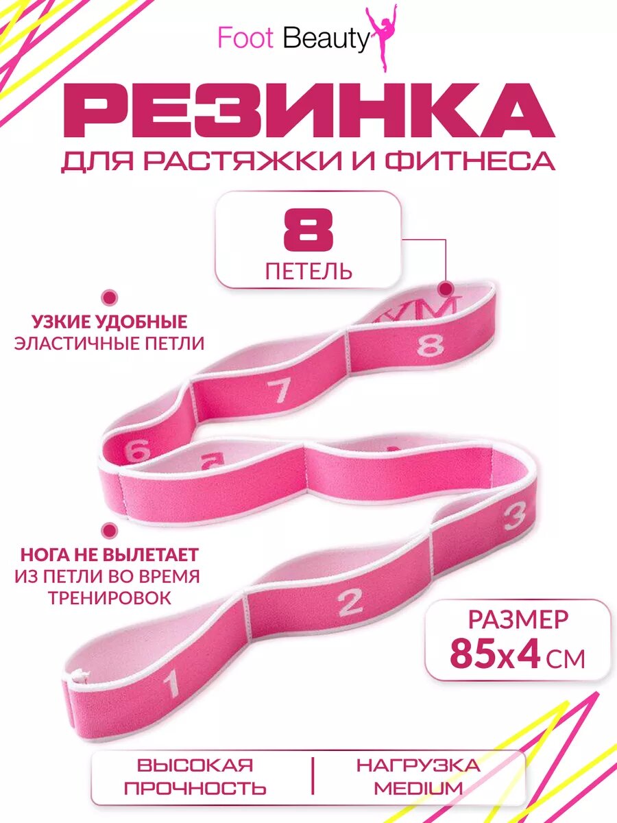 Эспандер лента эластичная для спорта с 8 петлями — резинки