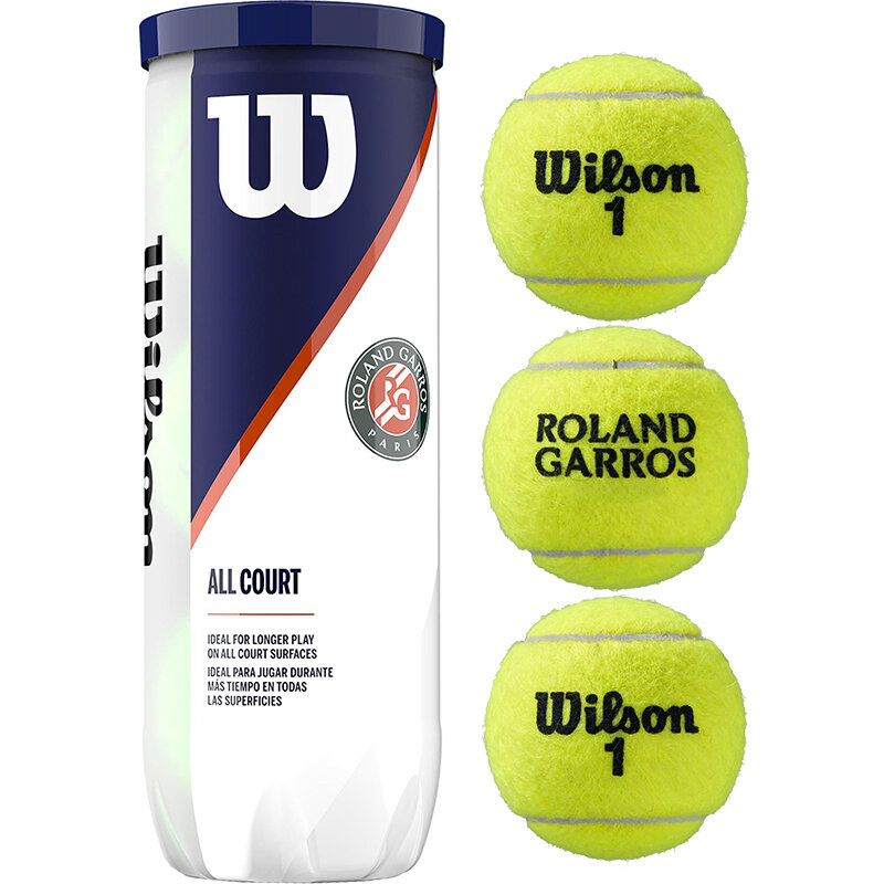 Мяч теннисные WILSON Roland Garros All Court, WRT126400, одобрен ITF, упаковка 3 шт — мячи