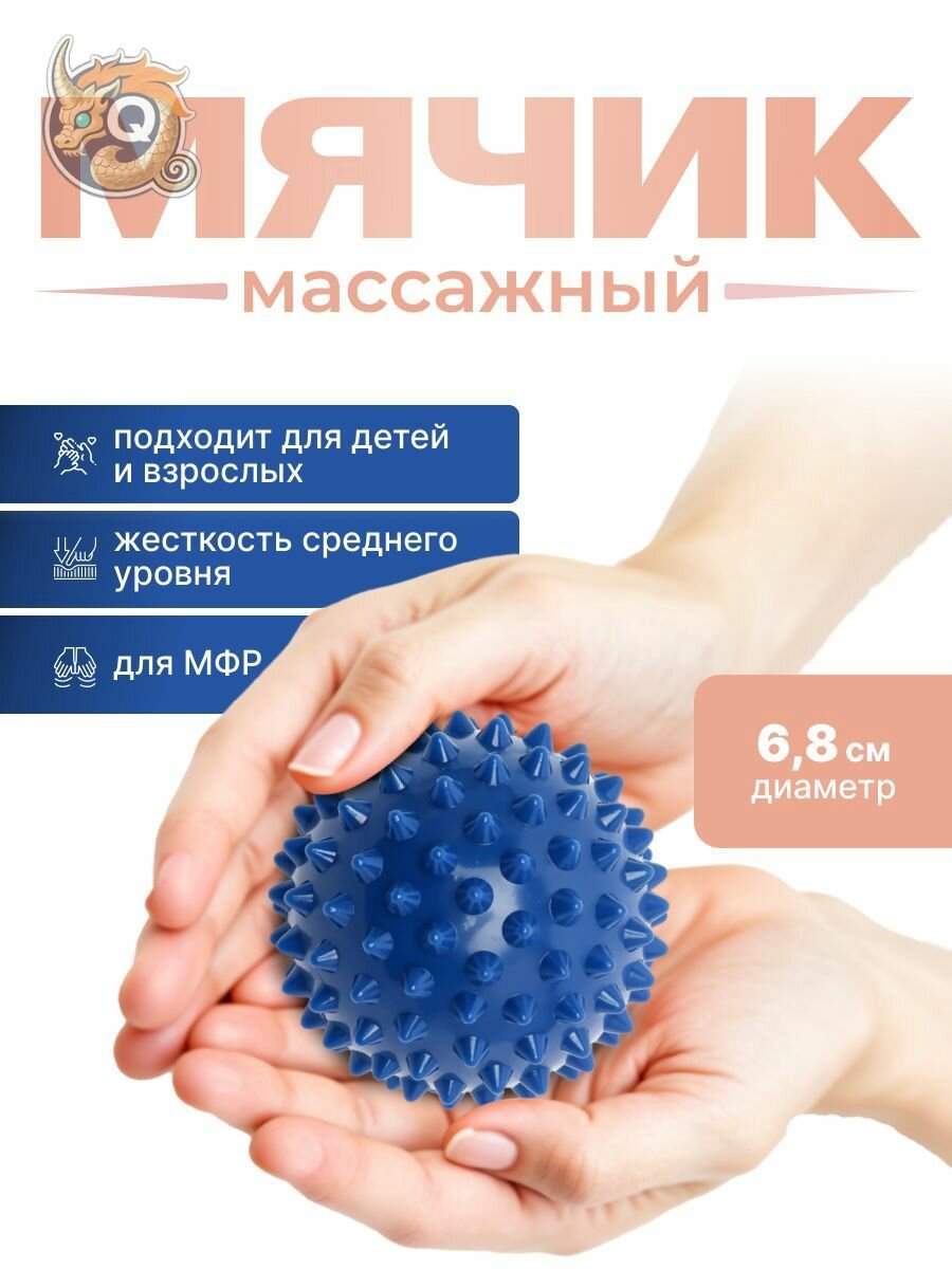 Мячик массажный с шипами. Мяч МФР, мячик массажный для ног, синий. — массажные мячи