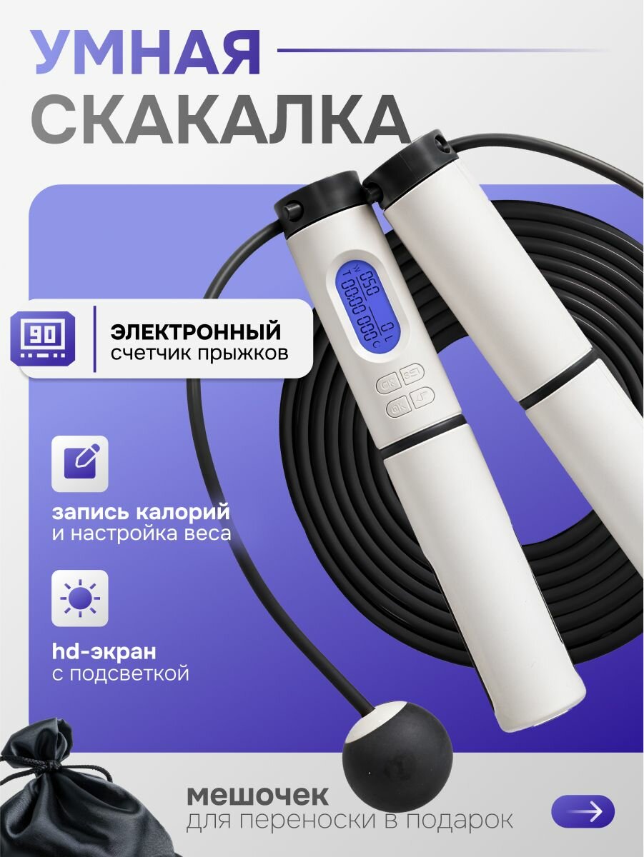 Умная скакалка с счетчиком и утяжелителями AnGoal; Электронная скакалка — скакалки